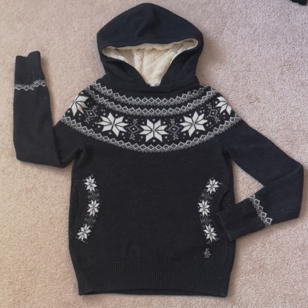 dark heather grey lamb wool hoodie sweater
